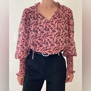 Suncoo Paris Pink Paisley Boho Blouse S
